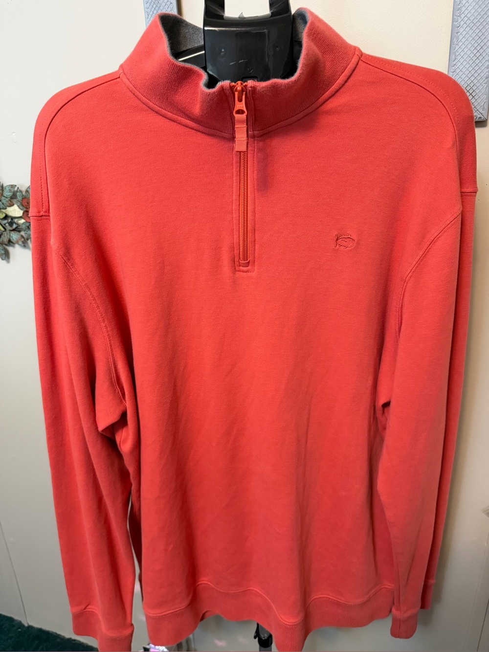 Southern Tide "The Skipjack" Men's Quarter-Zip Pullover - Coral - Size XL